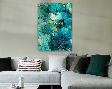 Tropische sferen Bloemenbladeren blauw