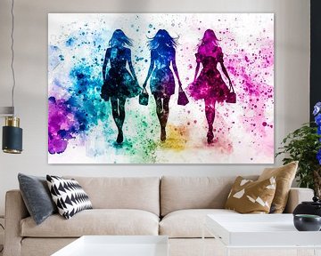 Kleurrijke silhouetten van drie vrouwen van Art & Soul Creations