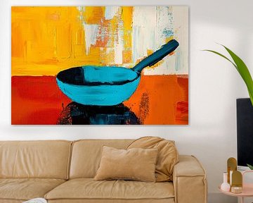 Blauwe pan op kleurrijke achtergrond van Imperial Art House