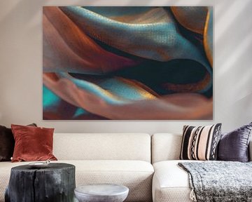 Kleur stof - licht en diepte in blauw, oranje en bruin van Mixed media vector arts