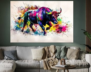 Kleurrijke stier met abstracte kunst van Imperial Art House
