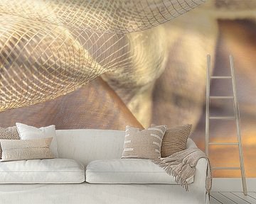 Light mesh fabric in a warm beige colour