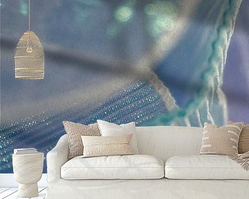 Iridescence in blue-green - Folded light on fine fabric