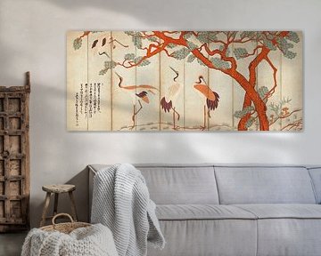 Dennenboom en kraanvogels