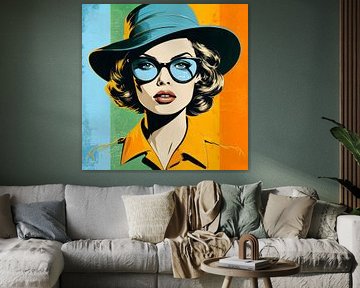 Modern pop art portrait of a confident woman in bold colours by Ljupka Kareska