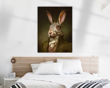 Aristocratische haas - Kunstzinnige fotomontage met een vintage uitstraling van MArt