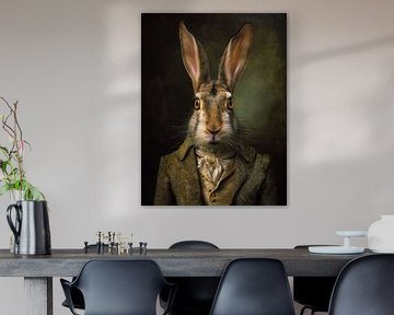 Voorname haas in een barok pak - Elegant dierenportret in groen van MArt
