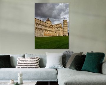 Pisa with cloudy skies.