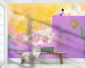 Girl with purple background by ARTEO Paintings