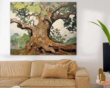 Boom Schilderij | Robuuste Boom met Groene Bladeren van I ❤ Bloemen