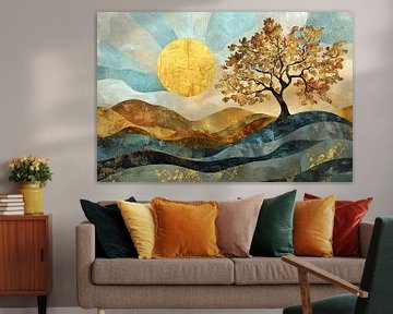 Serene Depths van Abstract Schilderij