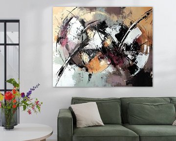 Abstract | Symphony in Monochrome Splashes van Abstract Schilderij