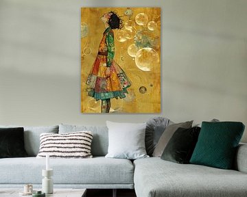 Vrouwenportret | Colorful Serenity van Abstract Schilderij