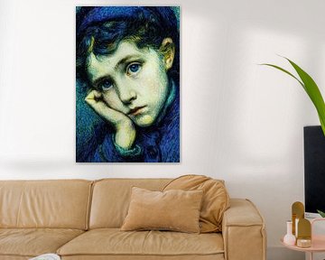 portret in geel en blauw