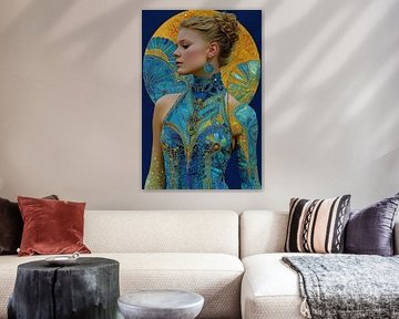 Porträt in Gelb und Blau von Egon Zitter