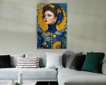 Porträt in Gelb und Blau von Egon Zitter
