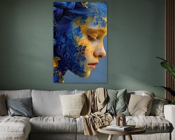 Porträt in Gelb und Blau
