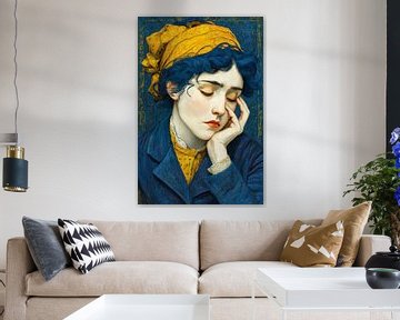 portret in geel en blauw van Egon Zitter