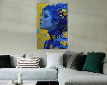 portrait in yellow and blue