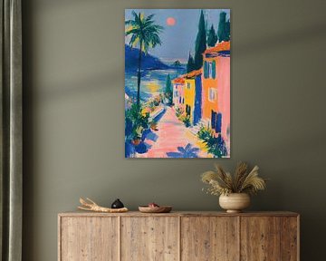 Gouache Riviera sunset pastel colours by Niklas Maximilian