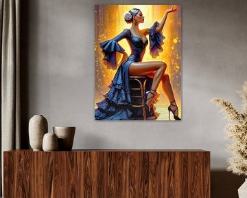 Flamenco schoonheid in elegantie op een stoel van A.D. Digital ART
