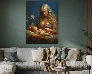 Göttin Mutter Rheia beschützt das Zeus-Baby