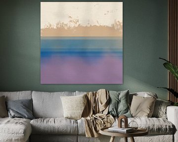 Paysage abstrait en lilas, bleu, beige, blanc sur Dina Dankers