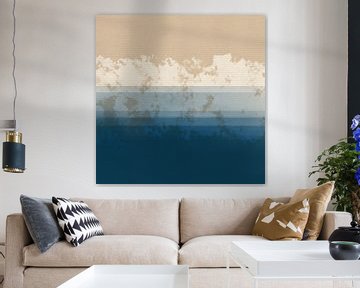 Paysage color block en beige et cobalt - style Japandi sur Dina Dankers