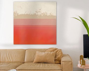 Horizon - abstrakte Landschaft in Korallenrosa und Sand