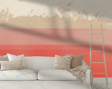 Horizon – abstract landscape in coral rose and sand by Dina Dankers