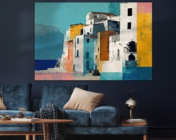 Fishing village southern Europe by Vlindertuin-Art