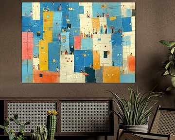 Stadsleven Schilderij | Colorful Life Squares van ARTEO Schilderijen