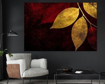 Gouden bladeren op rood van Imperial Art House