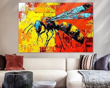 Abeille avec abstraction colorée