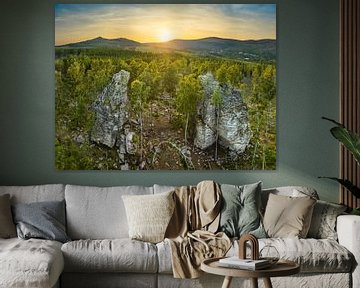Schnarcherklippen im Harz, Deutschland bei Sonnenuntergang von Michael Abid