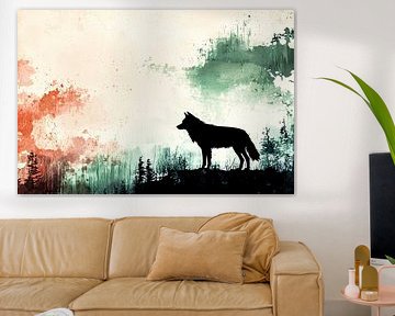 Silhouette de loup dans une forêt abstraite sur Imperial Art House