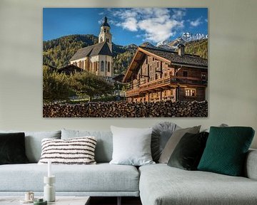 Village centre of Obermauern with Maria Schnee pilgrimage church, Virgental Valley
