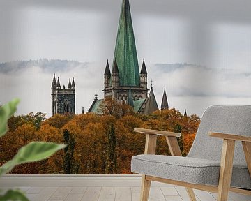 De Nidaros-domkerk van Trondheim omringd door herfstkleuren | Trondheim, Noorwegen van Jules Captures - Photography by Julia Vermeulen