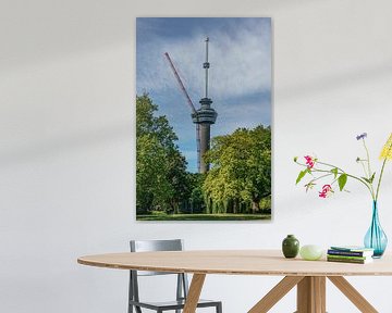 Terex Demag CC3800 hijskraan naast de Euromast. van Jaap van den Berg
