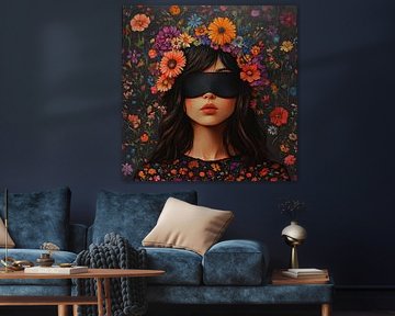 Blumen Porträt | Frau Blumen von Blickfänger Gemälde