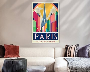Poster rétro Paris - Ville d'amour années 1960 sur MArt