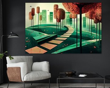 Landscape with modern architecture