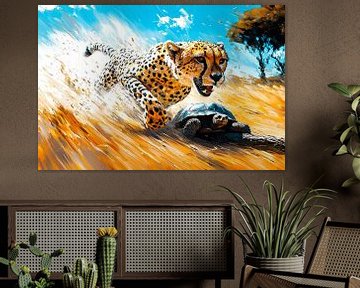 Cheeta jaagt op schildpad van Imperial Art House