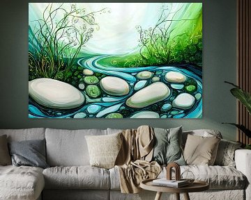 Rivier met stenen en natuur van Imperial Art House