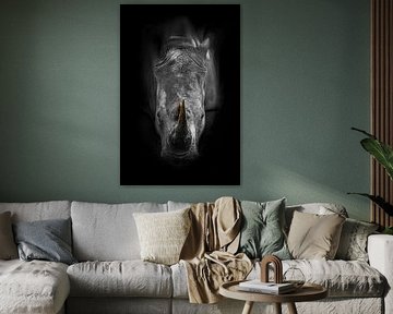 Impression de rhinocéros sur fond noir