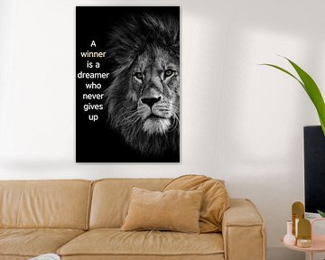 Lion with english text