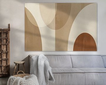 Scandinavische minimalistische kunst in bruine kleuren op linnen van Dina Dankers