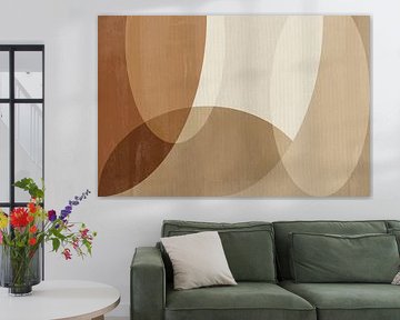 Scandinavische zachte abstracte kunst in bruine kleuren op linnen van Dina Dankers