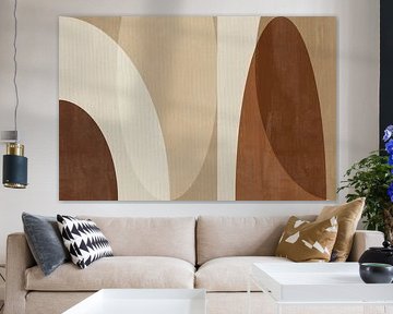 Abstracte Scandinavische minimalistische kunst in bruine kleuren op linnen van Dina Dankers