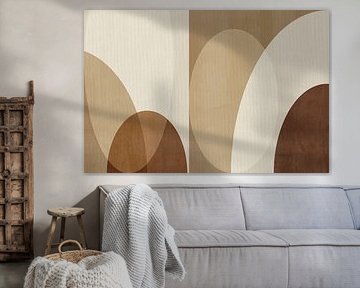 Scandinavische moderne kunst in bruine kleuren op linnen van Dina Dankers